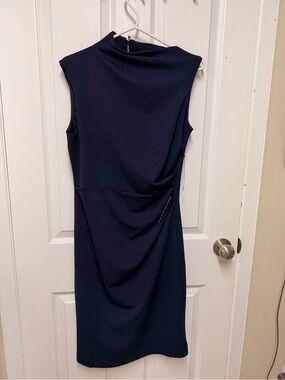 Maggy London Navy Sleeveless Midi Sheath Dress